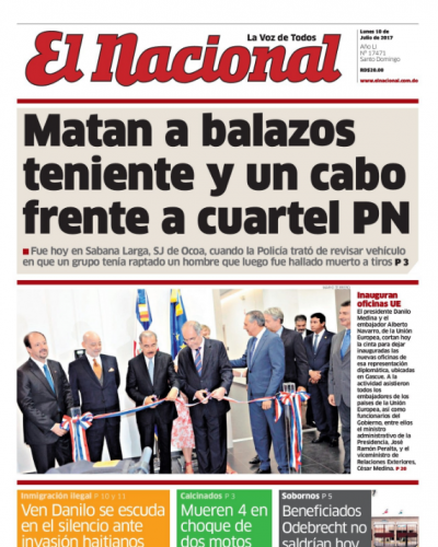Portada El Nacional, Lunes 10 de Julio del 2017