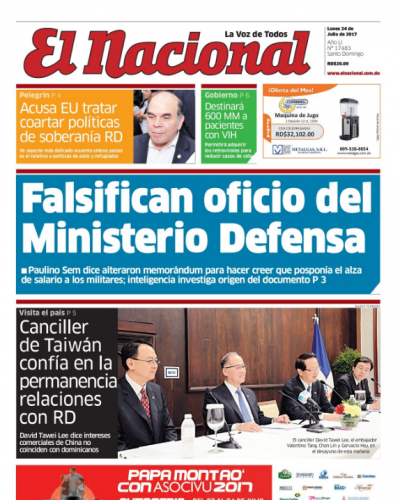 Portada El Nacional, Lunes 24 de Julio 2017