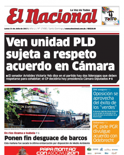 Portada El Nacional, Lunes 31 de Julio 2017