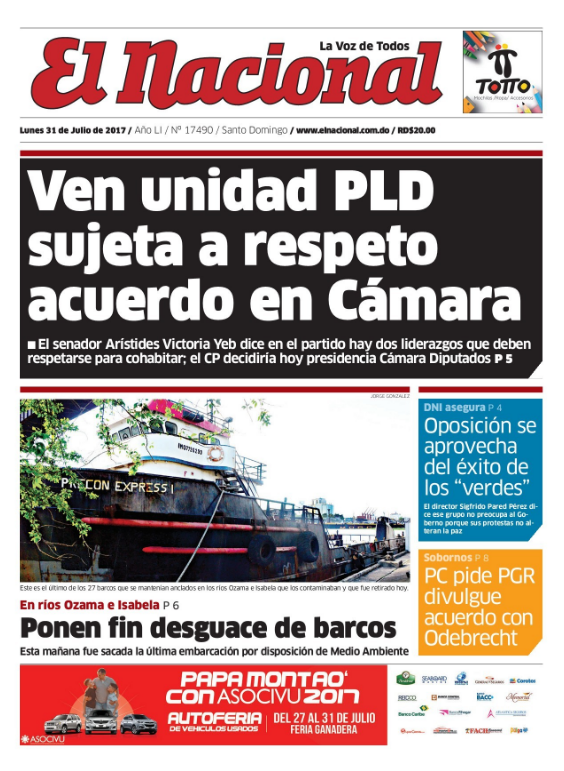 Portada El Nacional, Lunes 31 de Julio 2017