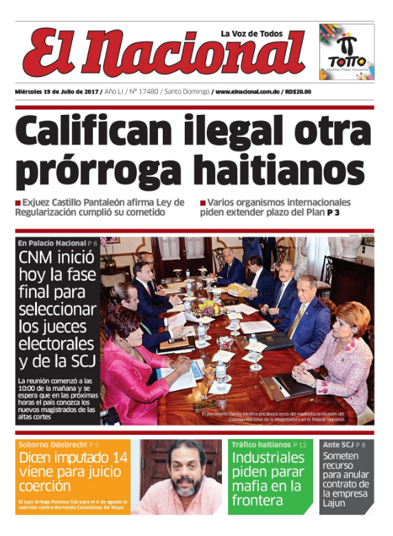 Portada El Nacional, Miércoles 19 de Julio 2017