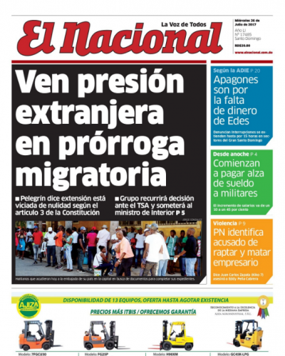 Portada El Nacional, Miércoles 26 de Julio 2017