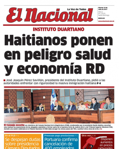 Portada El Nacional, Viernes 14 de Julio 2017