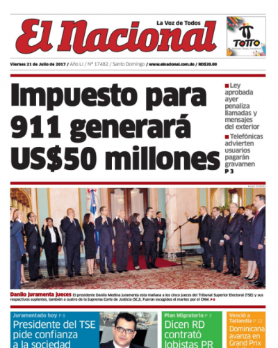 Portada El Nacional, Viernes 21 de Julio 2017