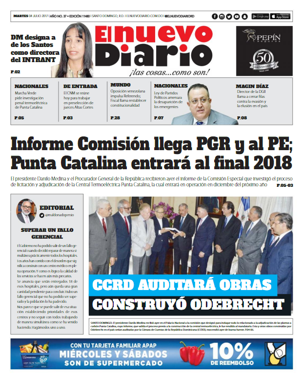 Portada El Nuevo Diario, Miércoles 05 de Julio del 2017