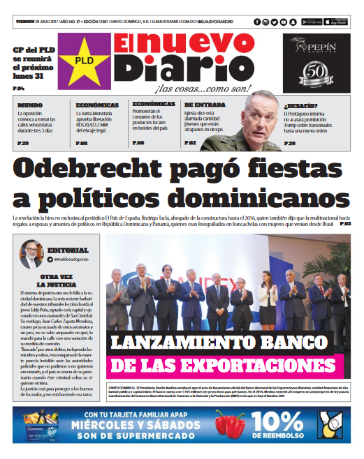 Portada El Nuevo Diario, Viernes 28 de Julio 2017