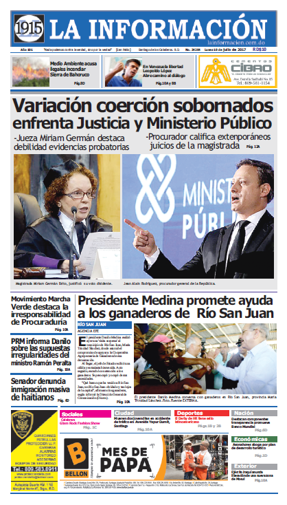 Portada La Información, Lunes 10 de Julio del 2017
