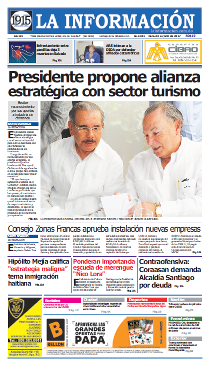 Portada La Información, Martes 18 de Julio 2017