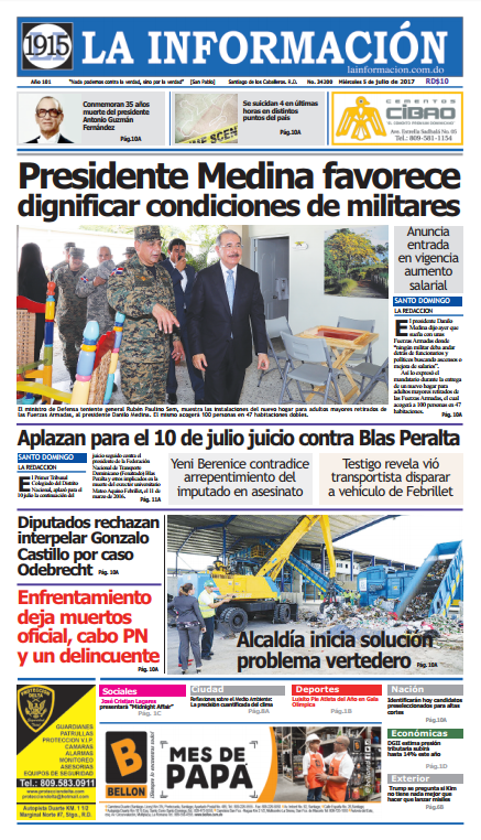 Portada La Información, Miércoles 05 de Julio del 2017