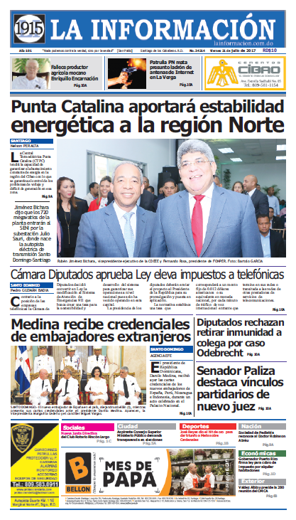 Portada La Información, Viernes 21 de Julio 2017