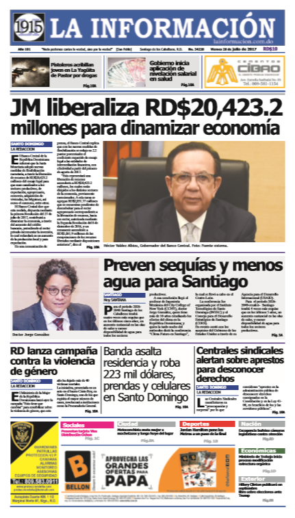 Portada La Información, Viernes 28 de Julio 2017