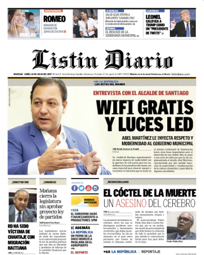 Portada Listín Diario, Lunes 24 de Julio 2017