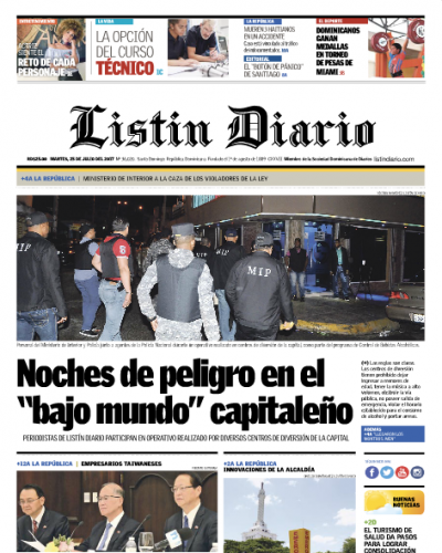 Portada Listín Diario, Martes 25 de Julio 2017