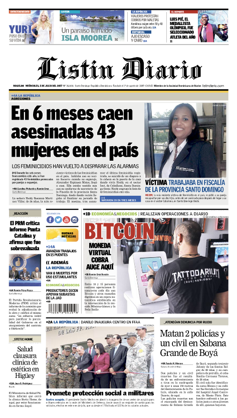 Portada Listín Diario, Miércoles 05 de Julio del 2017
