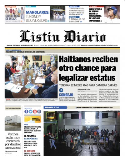 Portada Listín Diario, Miércoles 26 de Julio 2017
