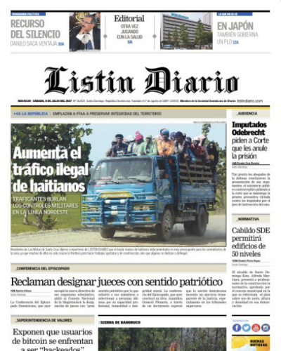 Portada Listín Diario, Sábado 08 de Julio del 2017