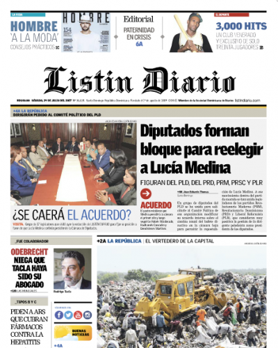 Portada Listín Diario, Sábado 29 de Julio 2017