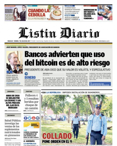 Portada Listín Diario, Viernes 07 de Julio del 2017