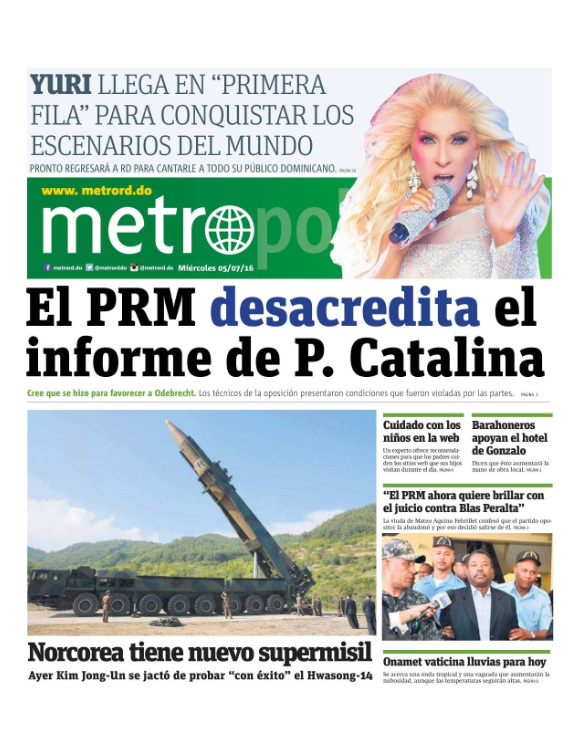 Portada Metro, Miércoles 05 de Julio del 2017