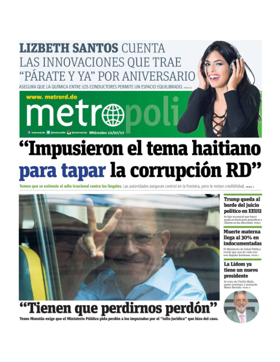 Portada Metro, Miércoles 12 de Julio del 2017