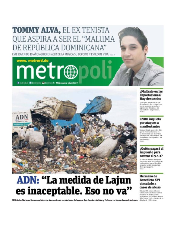 Portada Metro, Miércoles 19 de Julio 2017