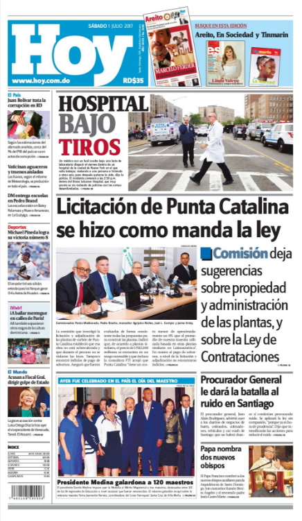 Portada Periódico Hoy, Sábado 01 de Julio del 2017