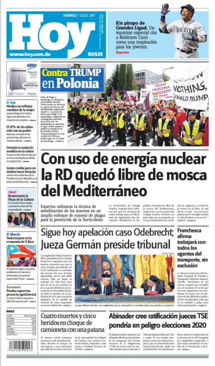 Portada Periódico Hoy, Viernes 07 de Julio del 2017