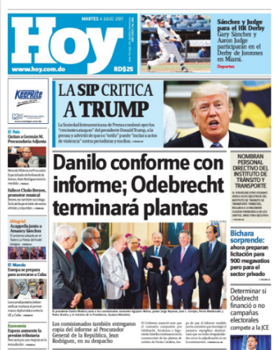 Portada Periódico Hoy, Martes 04 de Julio del 2017