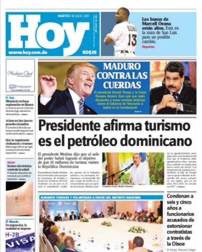 Portada Periódico Hoy, Martes 18 de Julio 2017