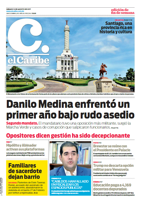 Portada El Caribe, Sábado 12 de Agosto 2017