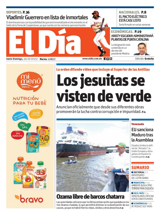 Portada El Día, Martes 01 de Agosto 2017