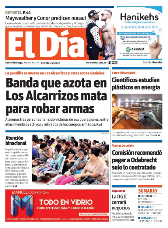 Portada El Día, Viernes 25 de Agosto 2017
