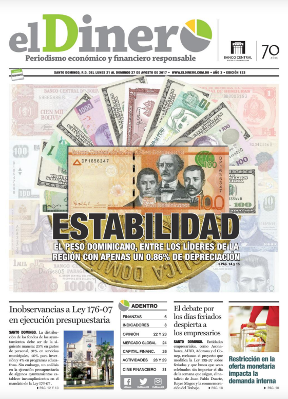 Portada El Dinero, Lunes 21 de Agosto 2017