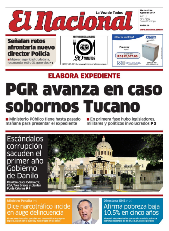 Portada El Nacional, Martes 15 de Agosto 2017