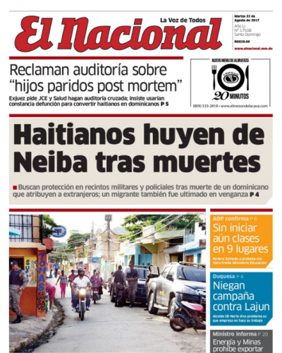 Portada El Nacional, Martes 22 de Agosto 2017