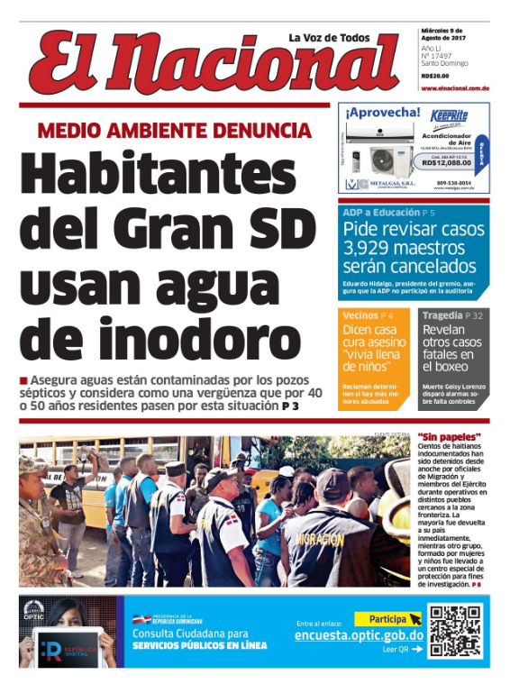 Portada El Nacional, Miércoles 09 de Agosto 2017