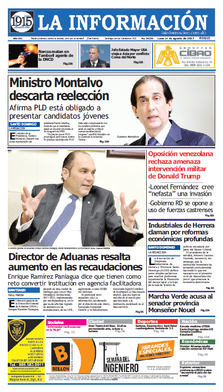 Portada La Información, Lunes 14 de Agosto 2017