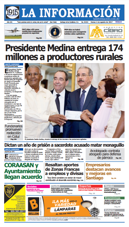 Portada La Información, Viernes 11 de Agosto 2017