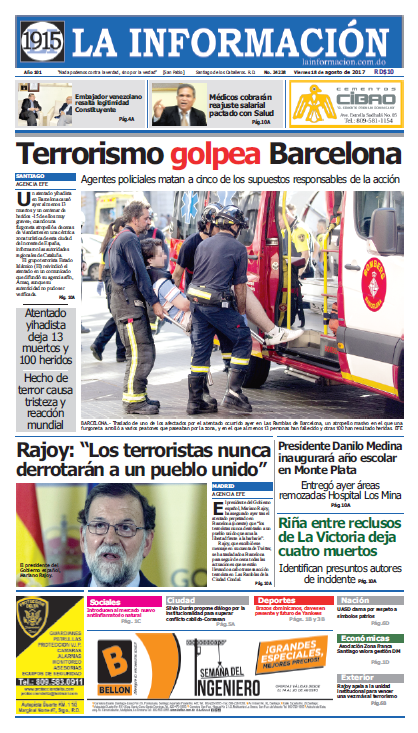 Portada La Información, Viernes 18 de Agosto 2017