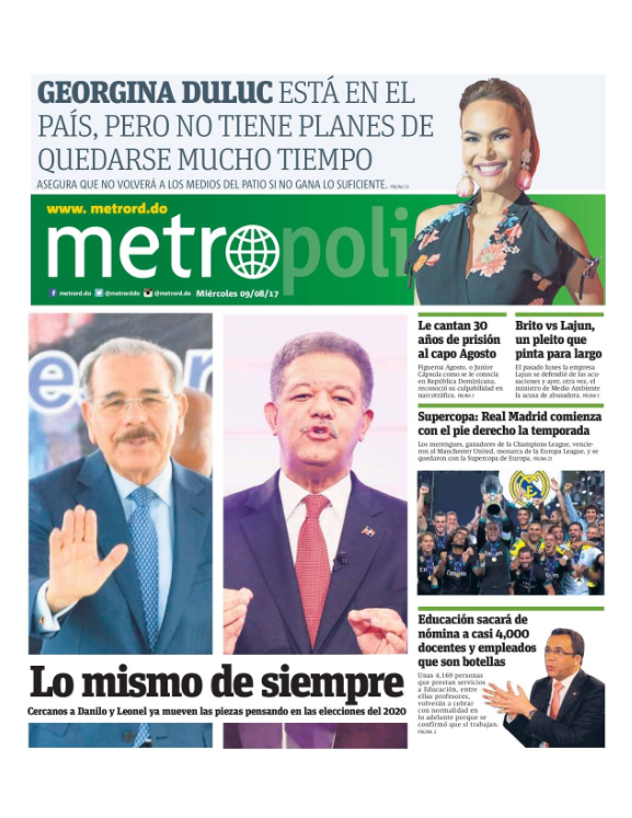 Portada Metro, Miércoles 09 de Agosto 2017