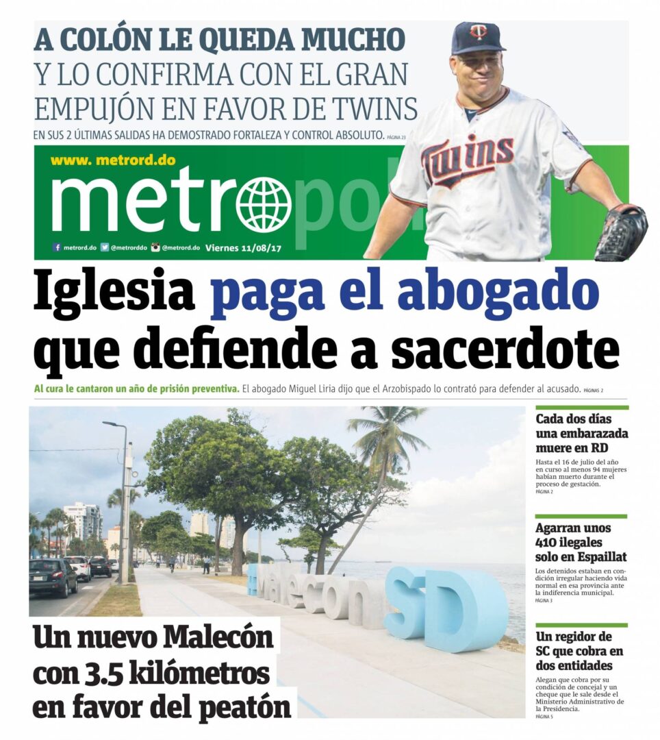 Portada Metro, Viernes 11 de Agosto 2017