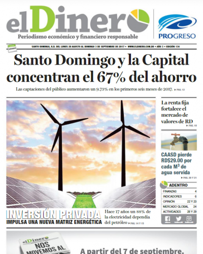 Portada Periódico El Dinero, Jueves 31 de Agosto 2017