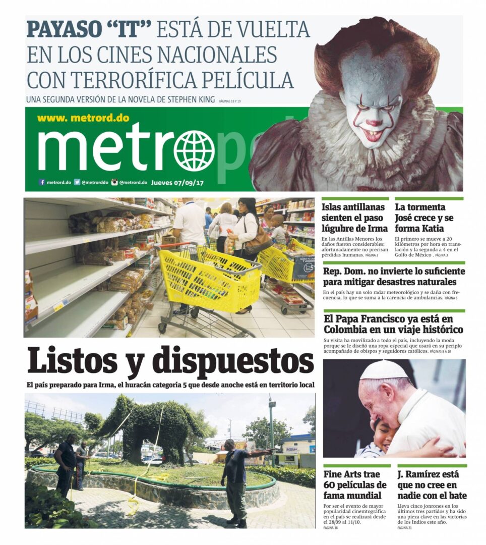 Portada Periódico Metro, Jueves 07 de Septiembre 2017