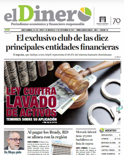 Portada Periódico El Dinero, Jueves 07 de Septiembre 2017