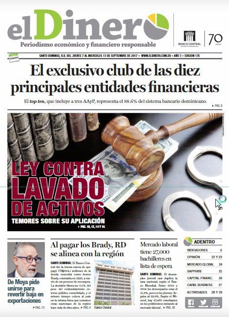 Portada Periódico El Dinero, Jueves 07 de Septiembre 2017