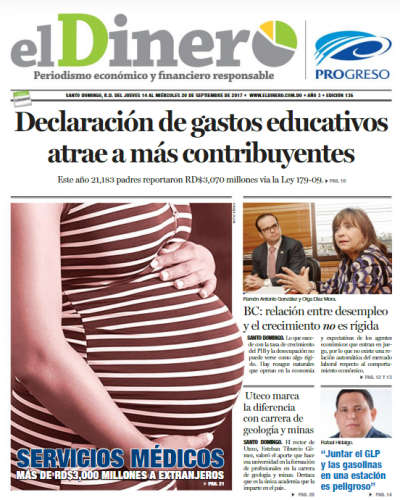 Portada Periódico El Dinero, Jueves 14 de Septiembre 2017