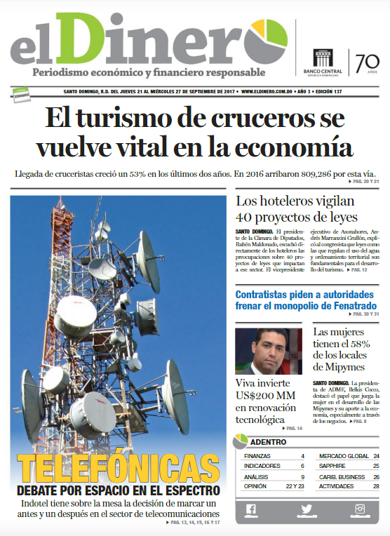 Portada Periódico El Dinero, Jueves 21 de Septiembre 2017
