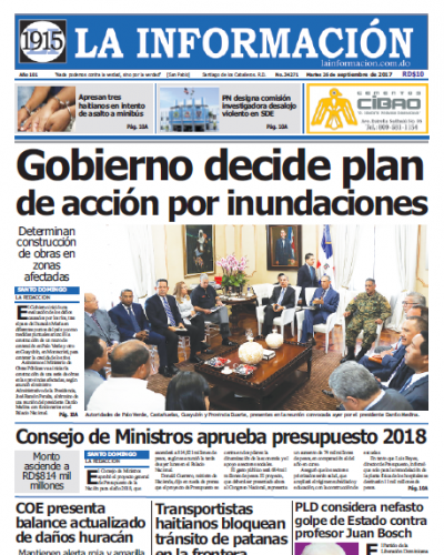 Portada Periódico La Información, Martes 26 de Septiembre 2017