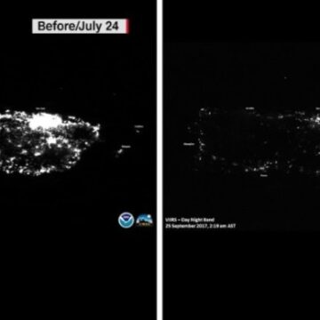 Puerto Rico se oscureció con María. Así se ven las luces de la isla desde el espacio antes y después del huracán