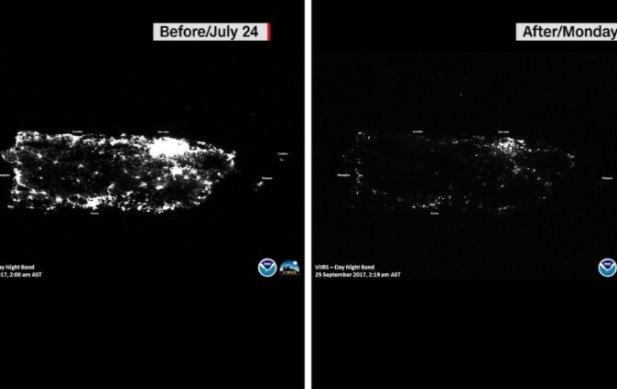 Puerto Rico se oscureció con María. Así se ven las luces de la isla desde el espacio antes y después del huracán